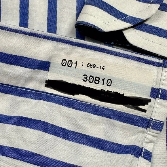 Bristol & Bull Striped Dress Shirt XL 17-17.5 34/35 (XL) Blue White Cotton - Picture 7 of 9